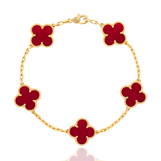 Unisex Lucky Clover Bracelet - Red