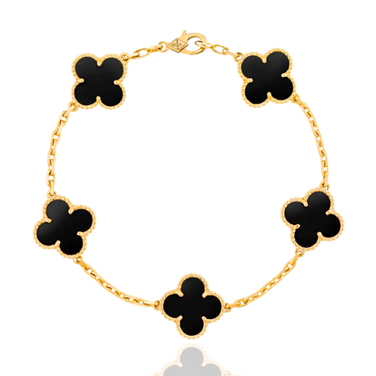 Unisex Lucky Clover Bracelet - Black